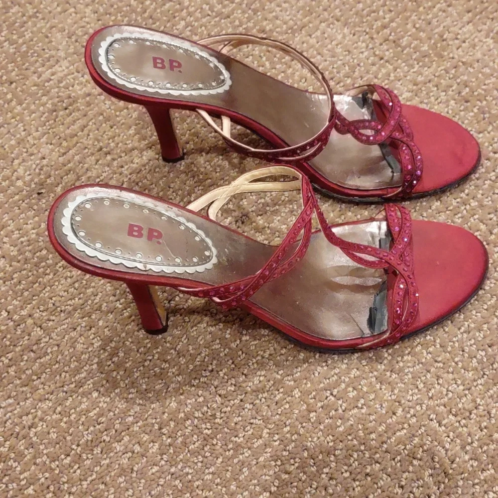 Raspberry, Fushia hot pink bling open toe heeled sandals, BP